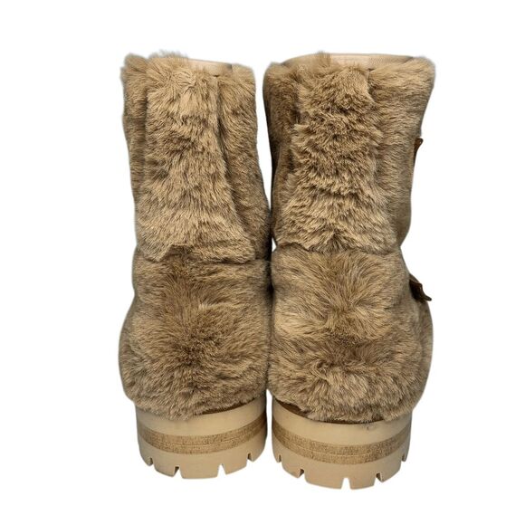 Jimmy Choo Youth II Teddy Faux Fur Ankle Boots Tan Size 40 Women’s Designer - Picture 7 of 9